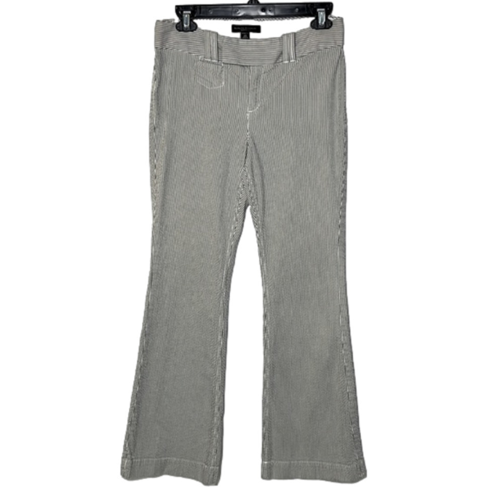 BANANA Republic "Martin Fit" Gray Striped Seersucker Flare Leg Pants - Size 28